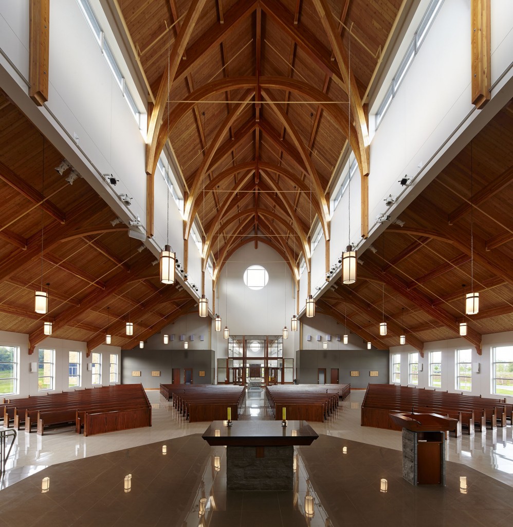 Institutional-Commercial <$10M Wood Design Award Winner - Holy Spirit Church, Barrie, ON; Architect: Larkin Architect Ltd.; Engineer: Stantec (CNW Group/Ontario Wood WORKS!)