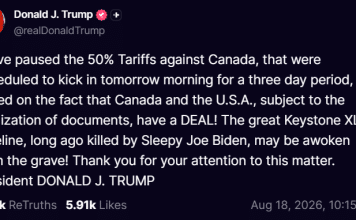 President Trump pauses 50% Canadian tariffs for three days, says deal has been reached